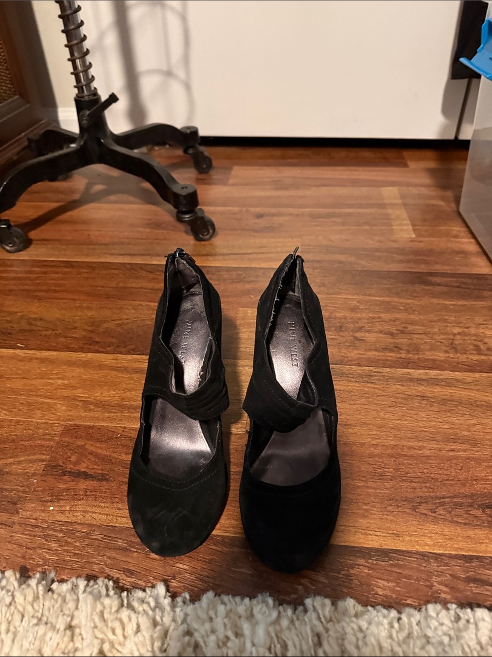Nine West Black Suede Mary Jane Pumps with Ankle Strap